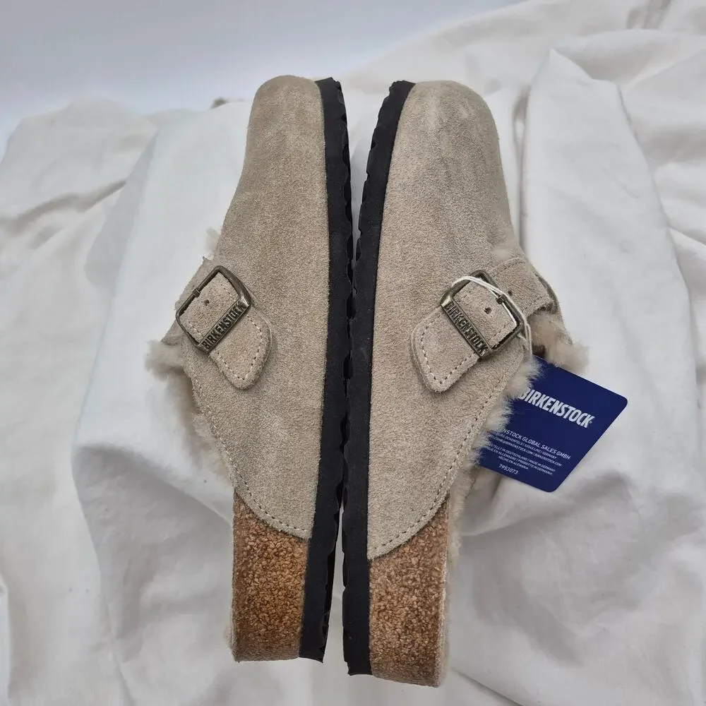 Birkenstock Boston Shearling Clog Taupe Leather Slip-ons clogs Men's 42 US 9-9.5